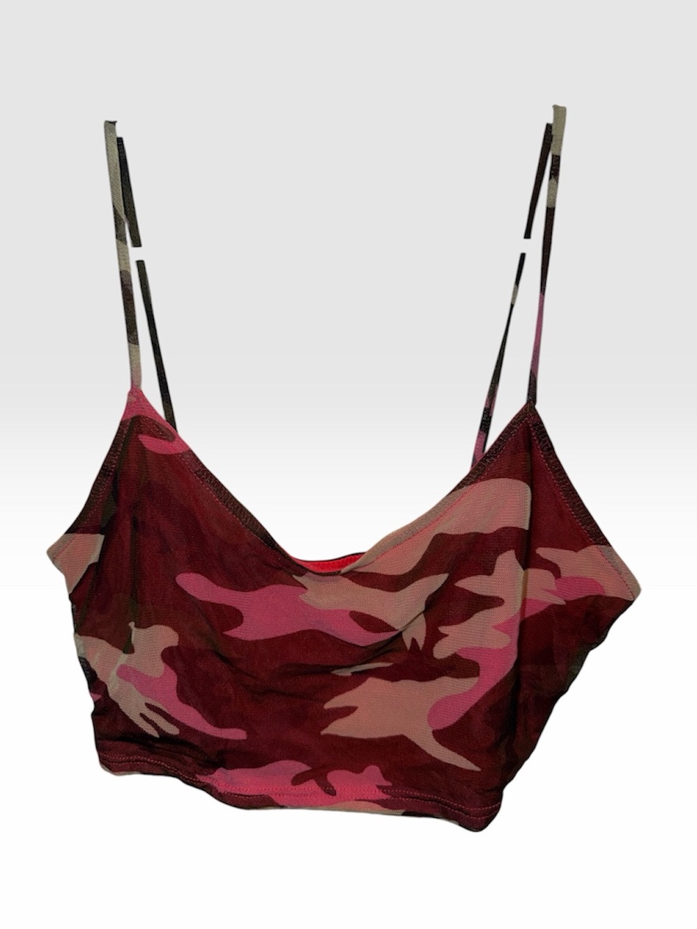 Fashion Nova Camouflage Print Spaghetti Strap Crop Top